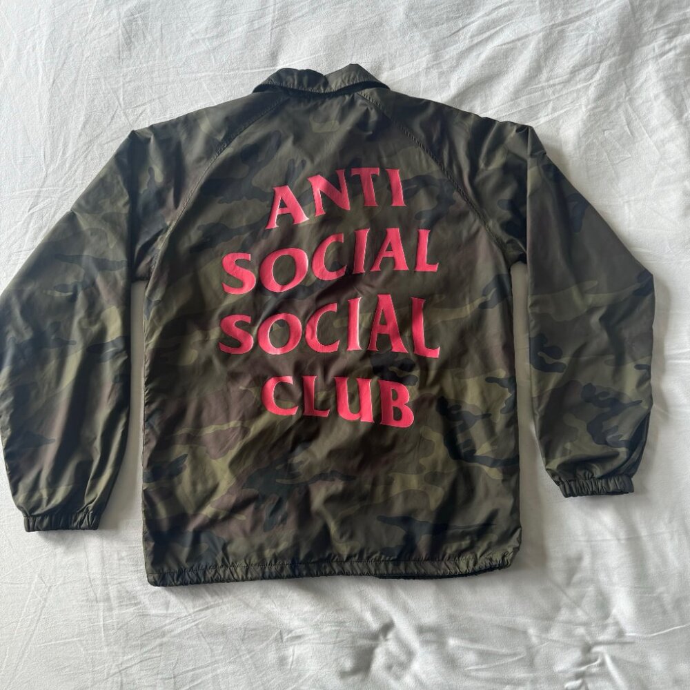 Anti Social Social Club Coach Jacket, Unisex Size Small Camo Print Windbreaker